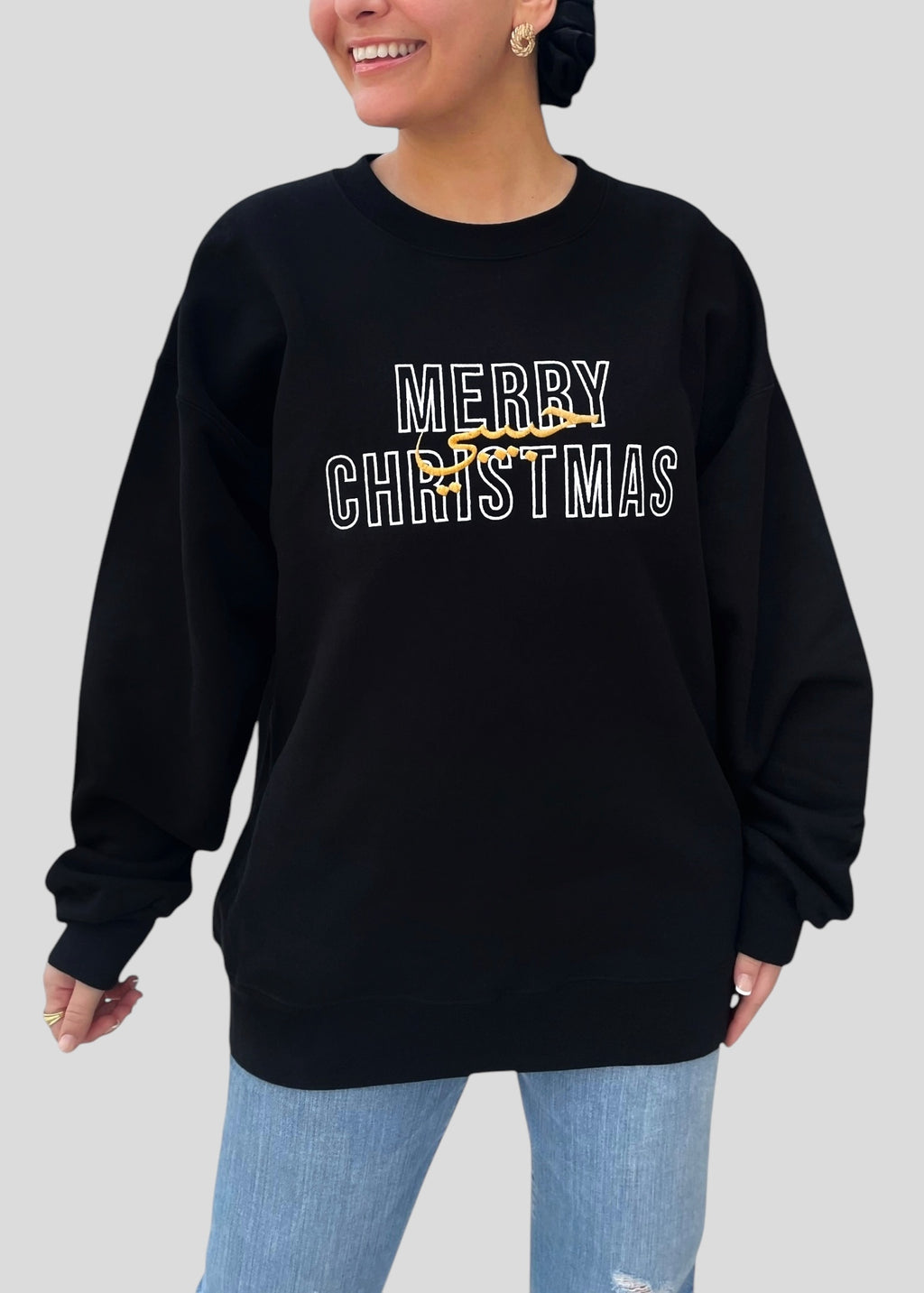 Embroidered Arabic Merry Christmas Habibi Sweatshirts