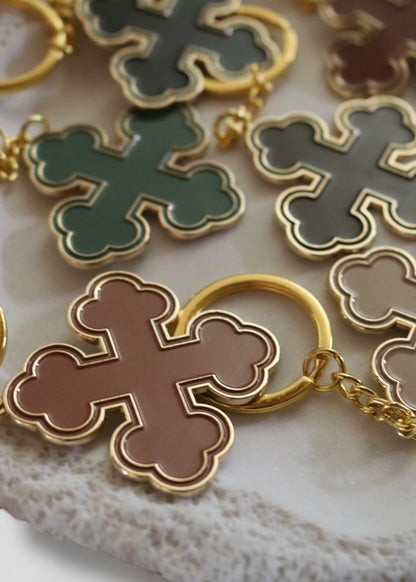 Round Coptic Cross Keychains
