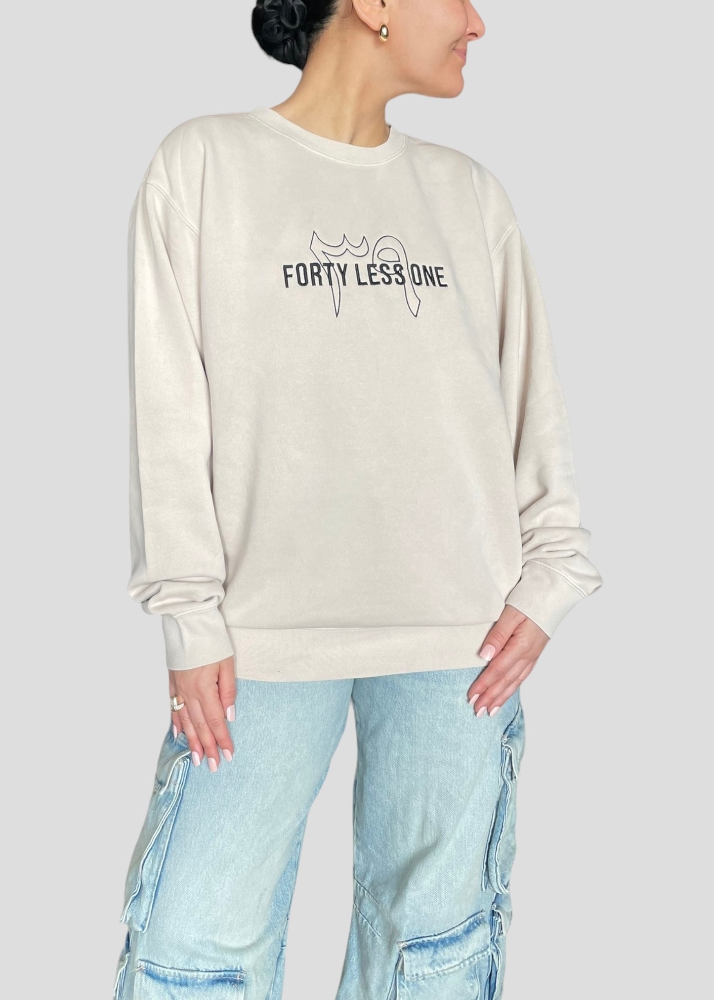 Embroidered Forty Less One Crewnecks