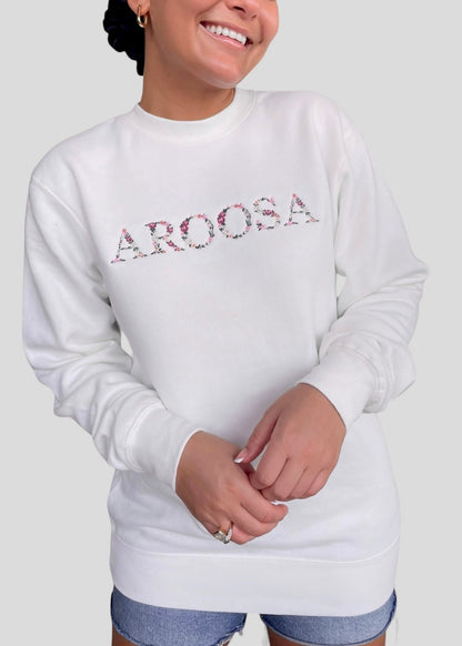 Embroidered Floral Aroosa Crewneck (Bride Crewneck)