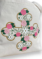 Customizable Floral Coptic Cross Jumbo Tote