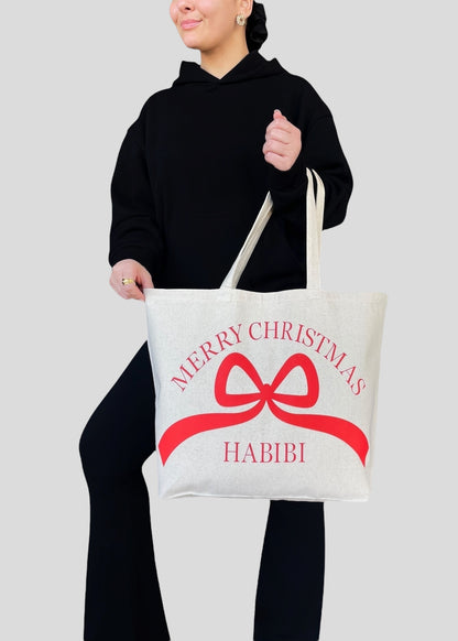 Merry Christmas Habibi Bow Jumbo Tote