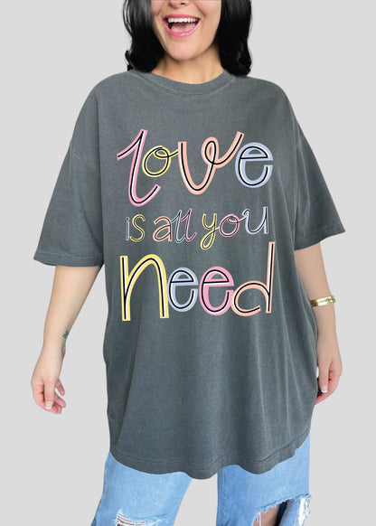 Love Is All You Need Cursive Scribble Tees