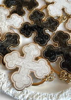 Pearlescent Round Coptic Cross Keychains