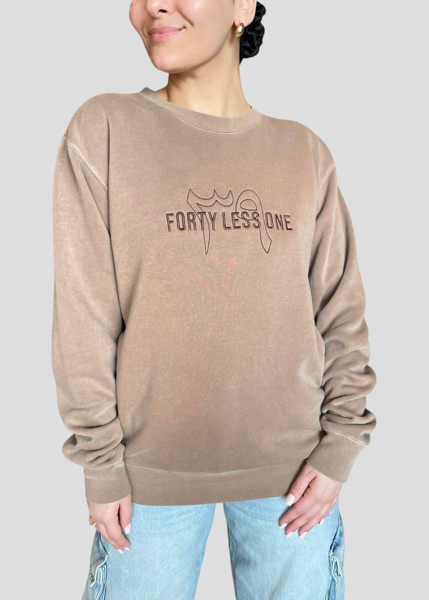 [READY TO SHIP] Embroidered Forty Less One Crewnecks