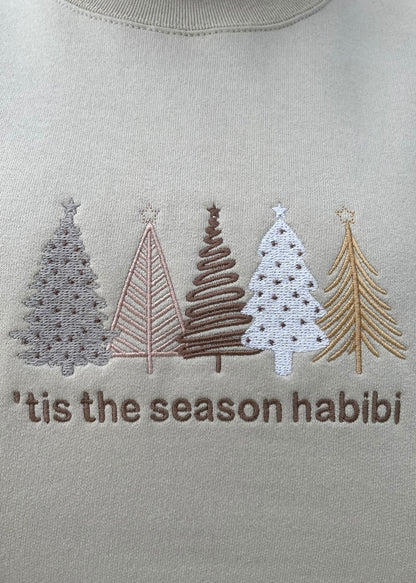 Embroidered 'Tis the Season Habibi Christmas Tree Sweatshirts