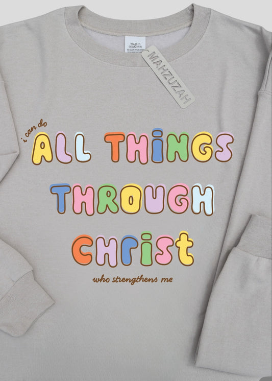 Philippians 4:13 I Can Do All Things Through Christ Doodle Sweatshirts