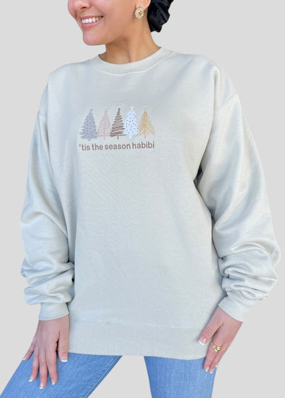 Embroidered 'Tis the Season Habibi Christmas Tree Sweatshirts