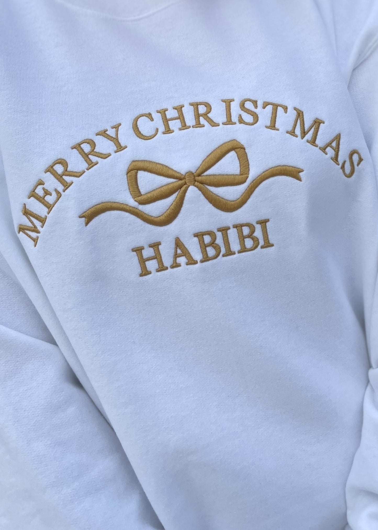 Embroidered Merry Christmas Habibi Coquette Bow Sweatshirts