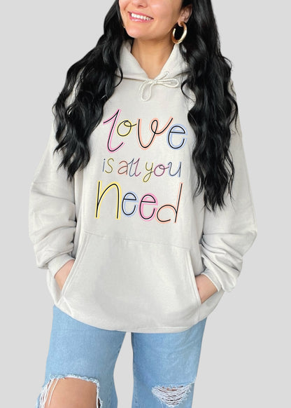 Love Is All You Need Cursive Scribble Sweatshirts