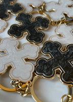 Pearlescent Round Coptic Cross Keychains
