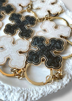Pearlescent Round Coptic Cross Keychains