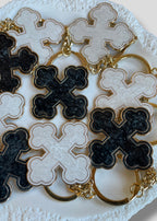 Pearlescent Round Coptic Cross Keychains
