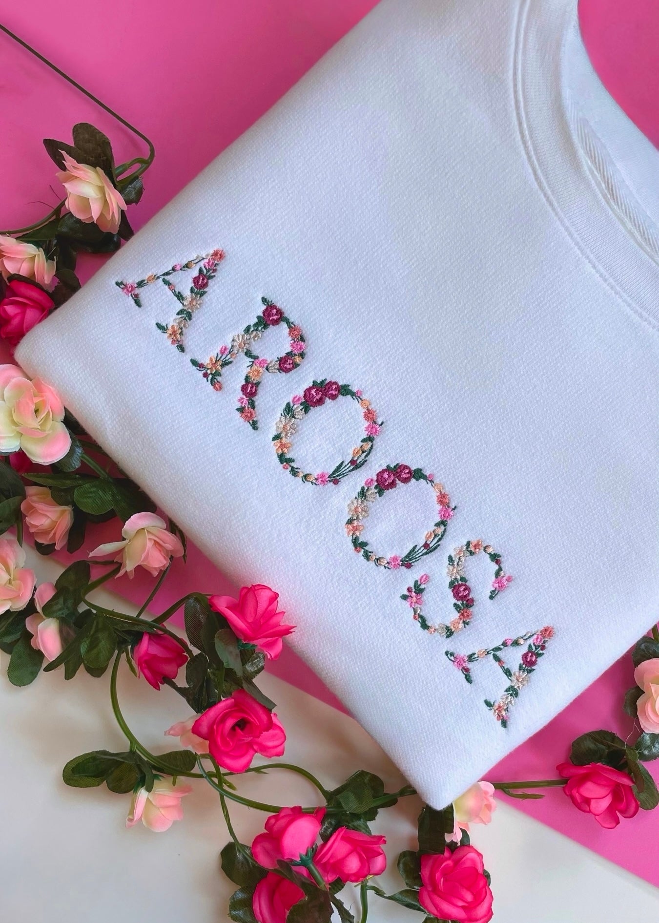 Embroidered Floral Aroosa Crewneck (Bride Crewneck)