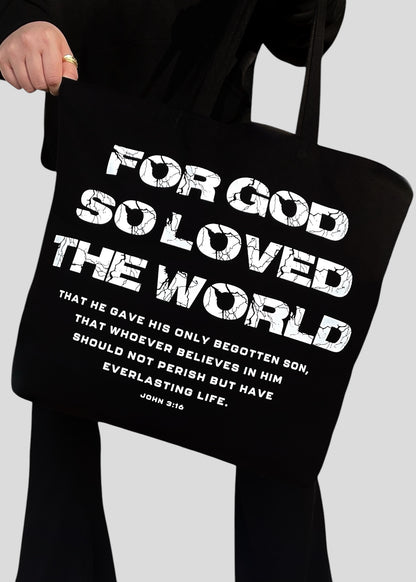 [Double Sided] For God So Loved The World (John 3:16) Jumbo Tote