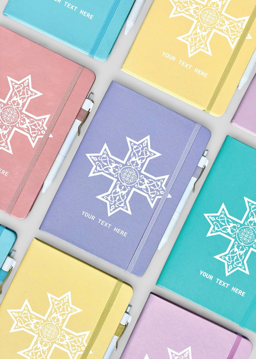 Limited Edition Pastel Customizable Coptic Cross Journals [Textured]