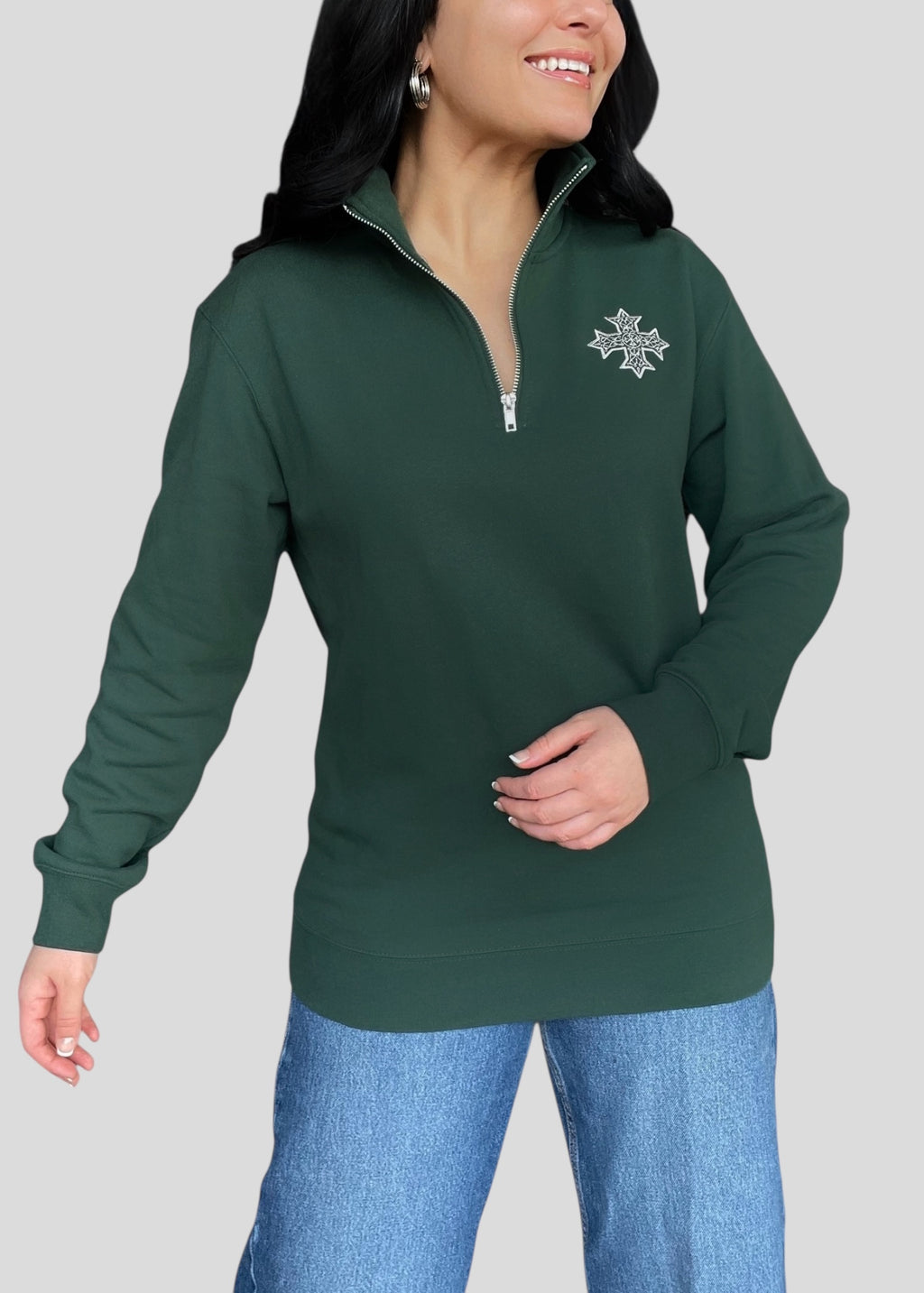 [DEAL QUARTER-ZIP] Embroidered Coptic Cross Quarter-Zip Sweatshirts
