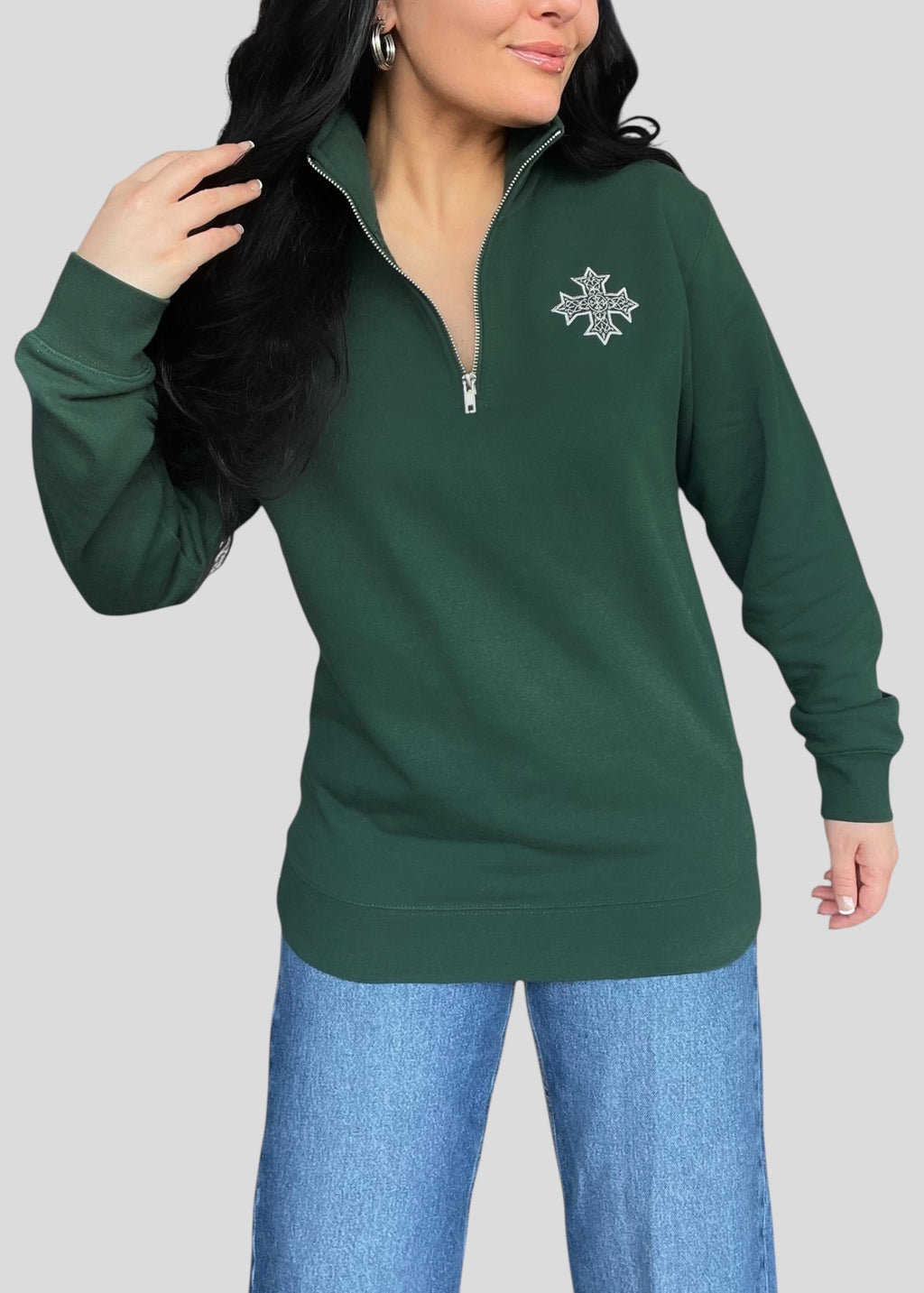 [DEAL QUARTER-ZIP] Embroidered Coptic Cross Quarter-Zip Sweatshirts