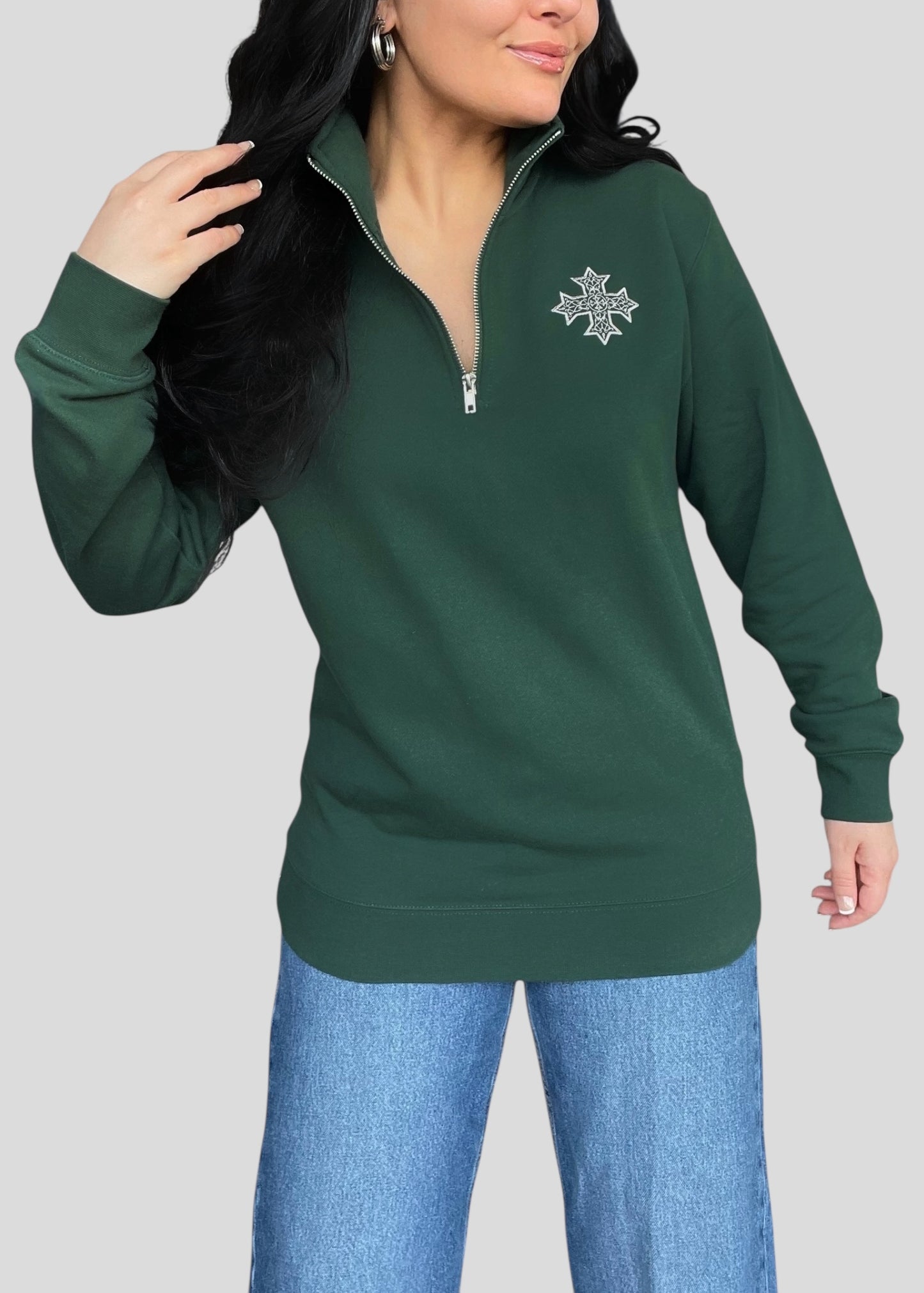 [Customizable] Embroidered Coptic Cross Quarter-Zip Sweatshirts