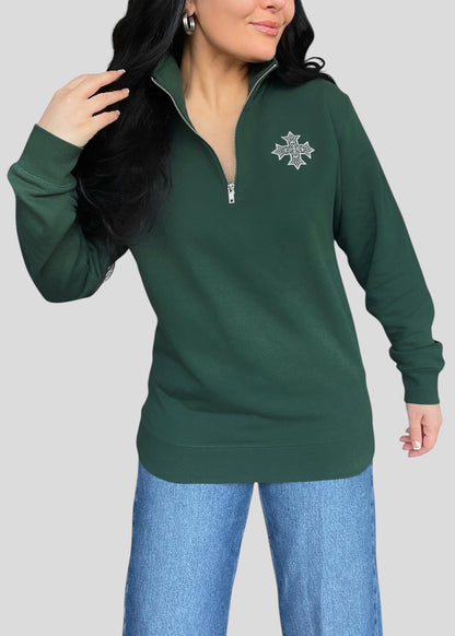 [Customizable] Embroidered Coptic Cross Quarter-Zip Sweatshirts