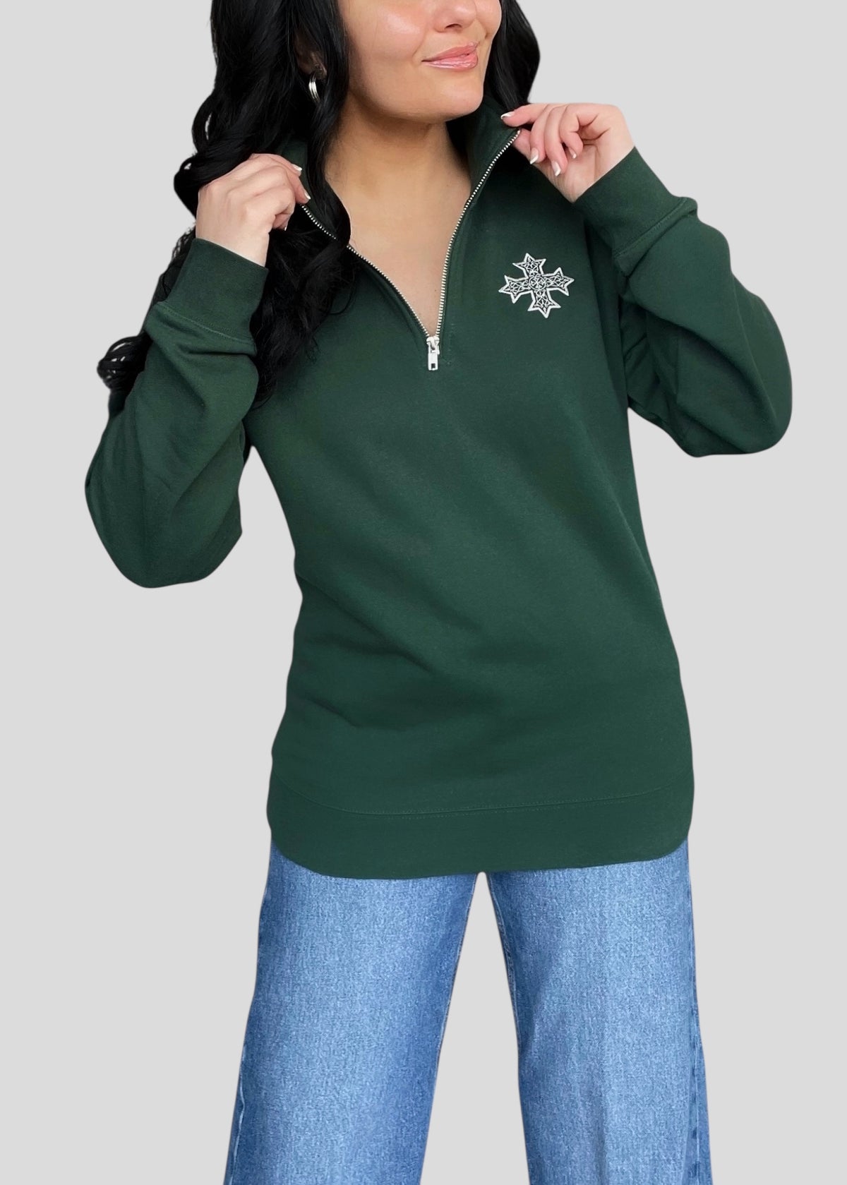 [DEAL QUARTER-ZIP] Embroidered Coptic Cross Quarter-Zip Sweatshirts
