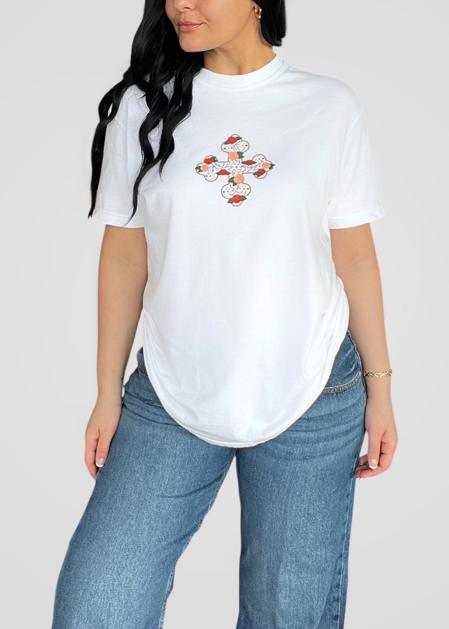 Printed Floral Coptic Cross Deal Tees