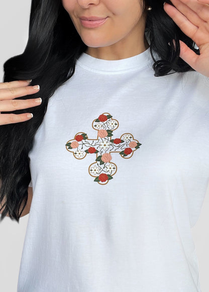 Printed Floral Coptic Cross Deal Tees