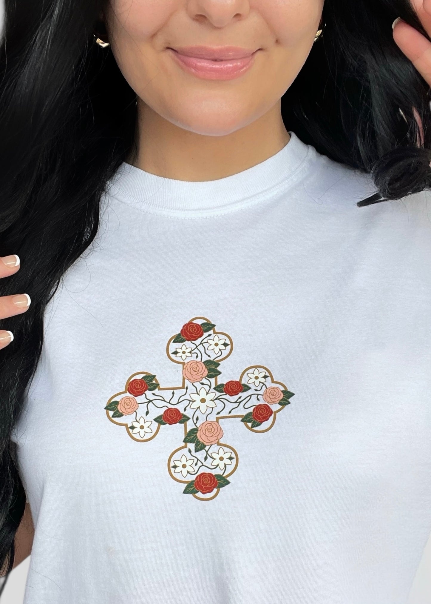 Printed Floral Coptic Cross Deal Tees