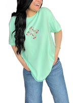 Wholesale Box- Printed Floral Coptic Cross Tee
