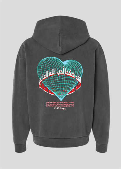 For God So Loved The World Heart Globe Hoodie [John 3:16]