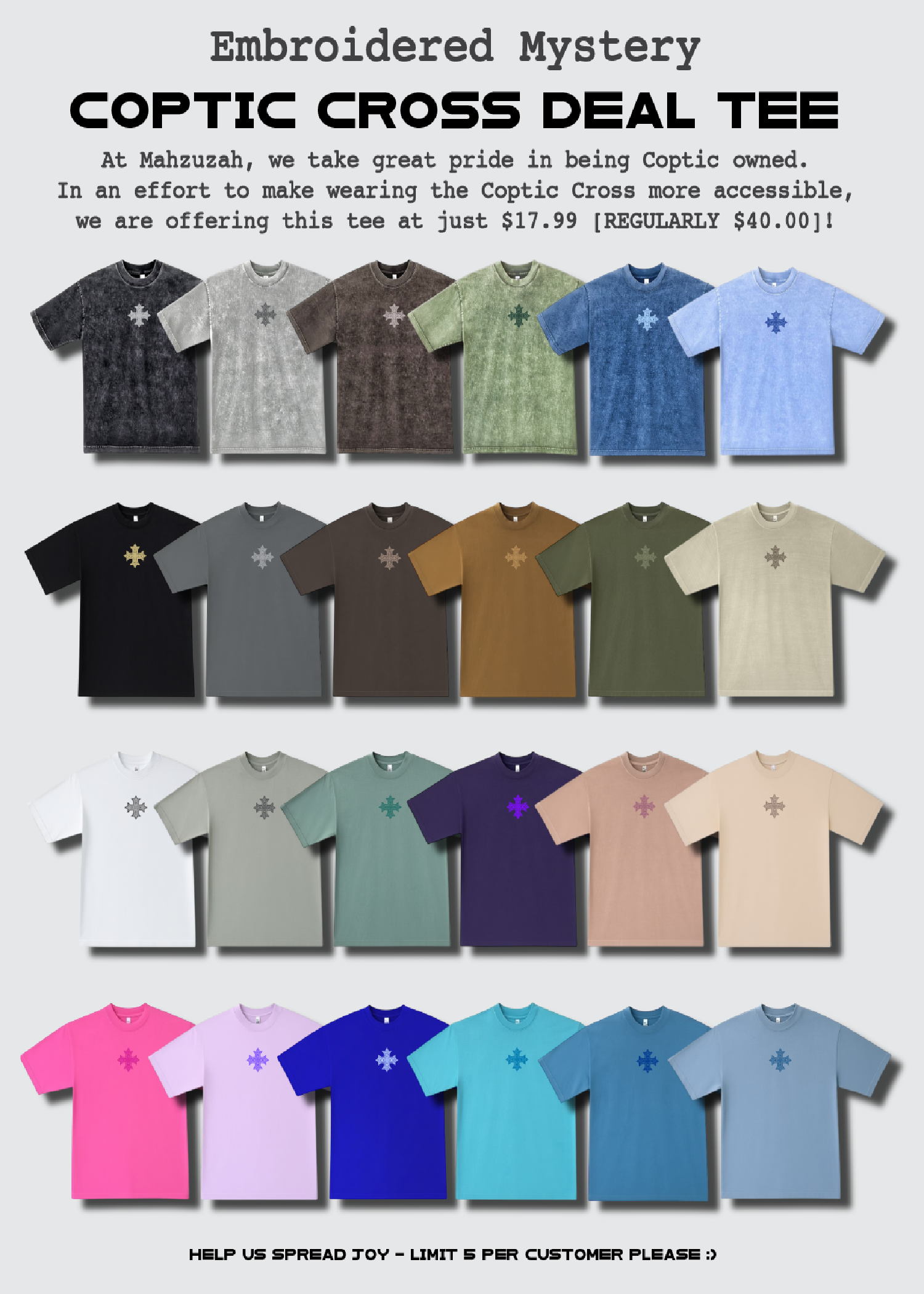 [DEAL TEE] Embroidered Unisex Mystery Coptic Cross Short Sleeve Tee