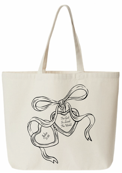 John 3:16 For God So Loved The World Heart Locket Jumbo Tote