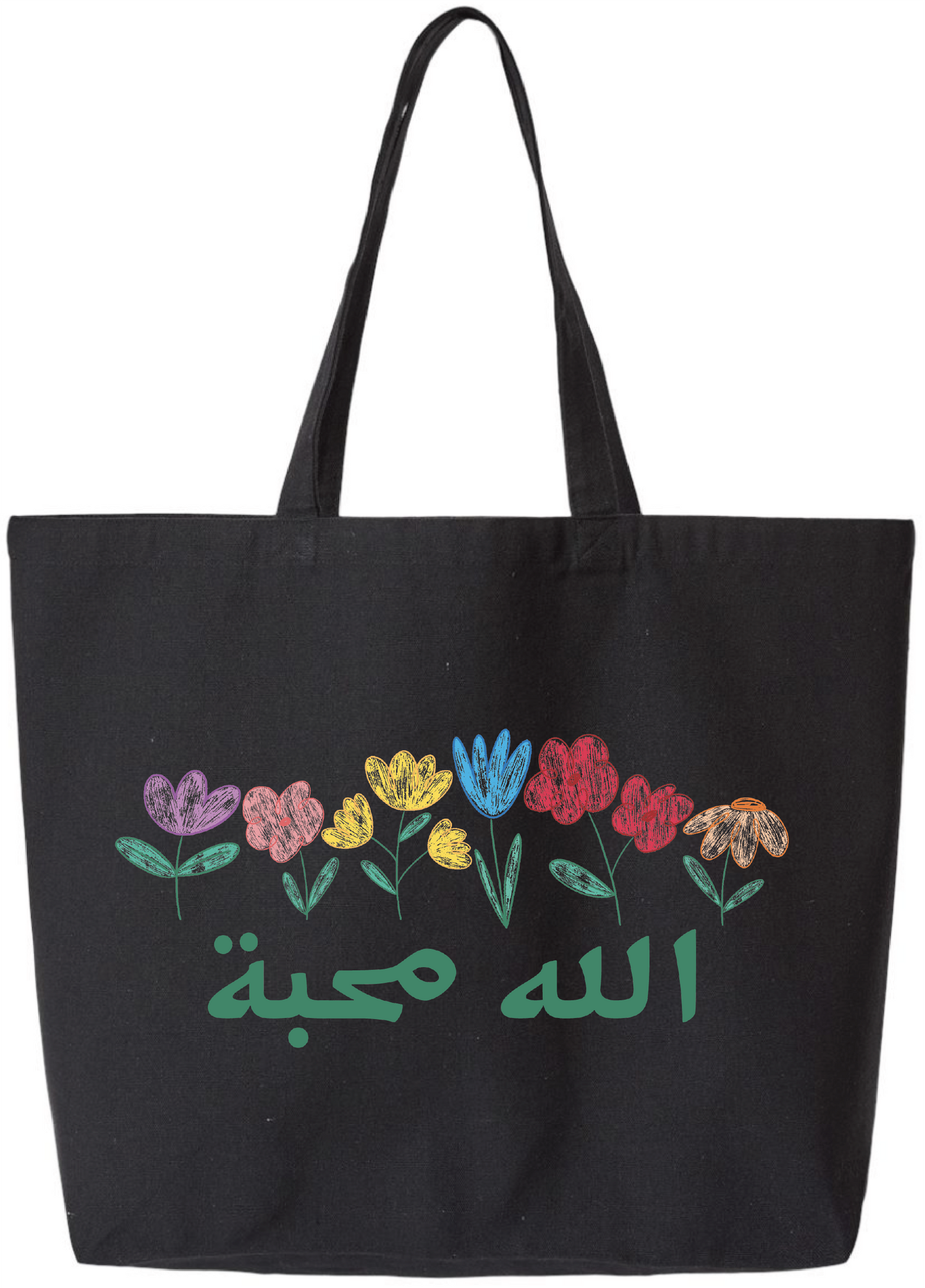 God is Love Flower Sketch Jumbo Tote