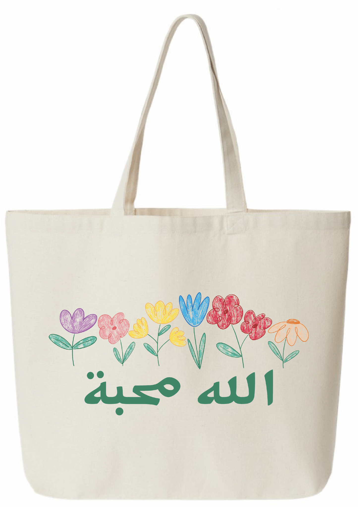 God is Love Flower Sketch Jumbo Tote