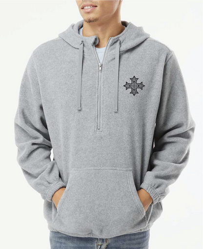 Limited Edition Embroidered Coptic Cross Quarter Zip Fleece Hoodie