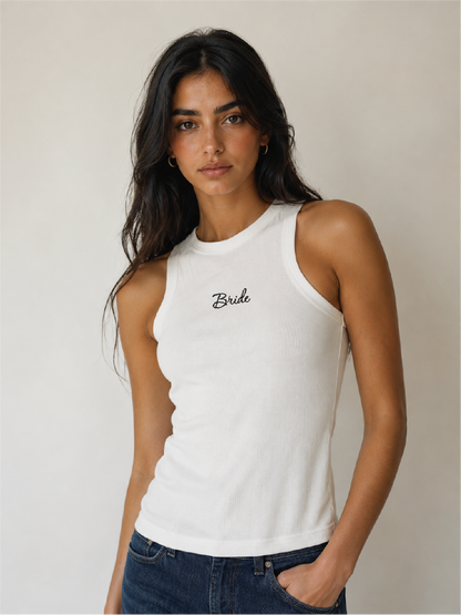 Embroidered Bride Rib Tank Top
