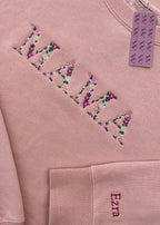 Embroidered Custom Floral Text Crewneck