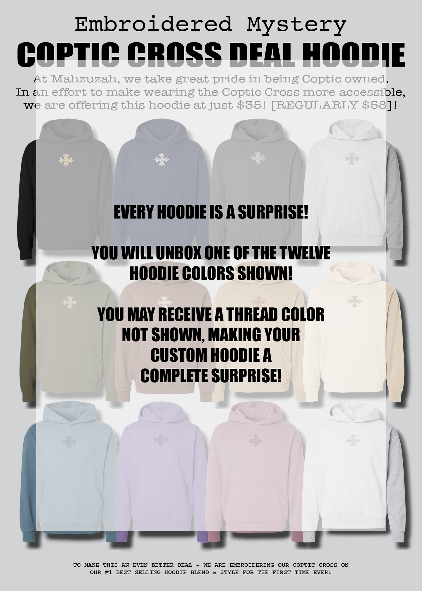 [DEAL HOODIE] Embroidered Unisex Mystery Coptic Cross Hoodie