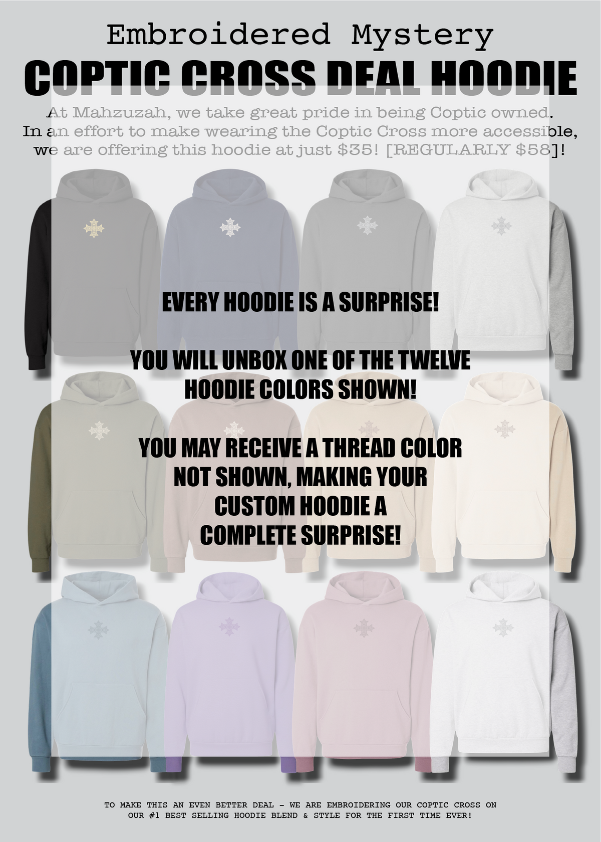[DEAL HOODIE] Embroidered Unisex Mystery Coptic Cross Hoodie