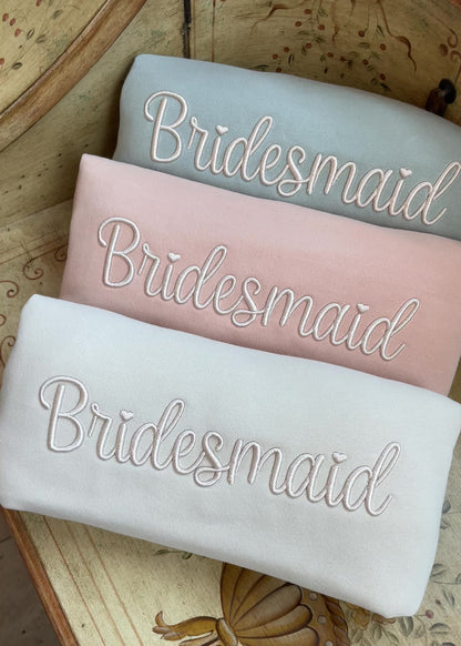 3D Embroidered Bridesmaid Crewnecks