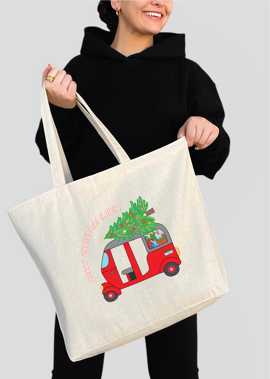 Merry Christmas Habibi Tuk Tuk Jumbo Tote