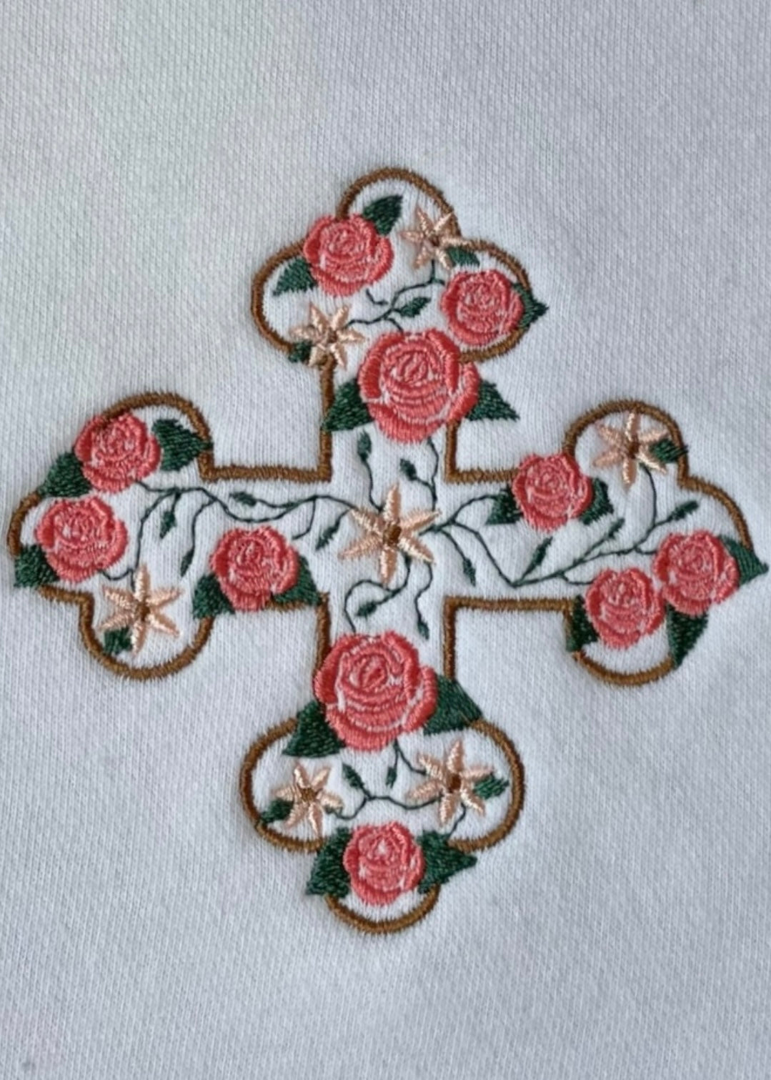 Embroidered Floral Coptic Cross Sweatshirts