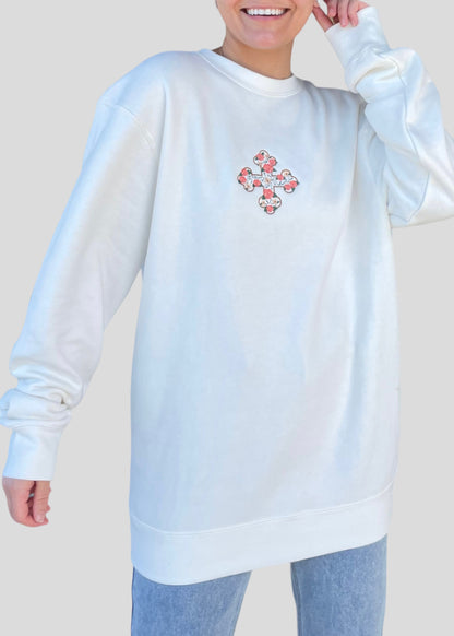 Embroidered Floral Coptic Cross Sweatshirts