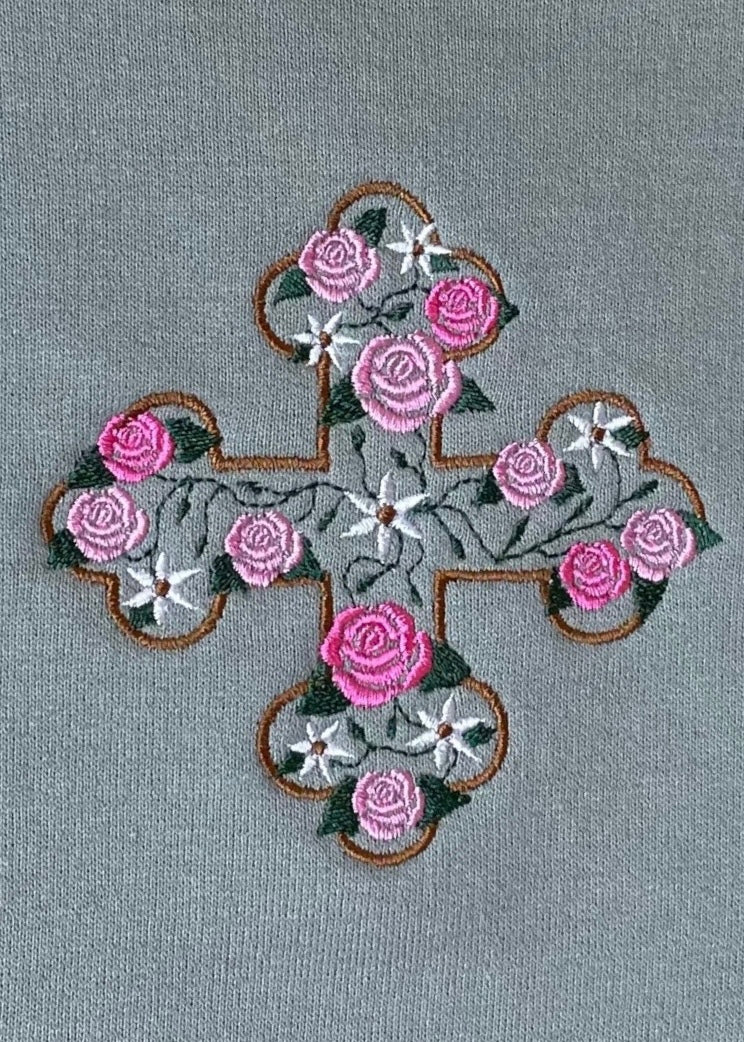 Embroidered Floral Coptic Cross Sweatshirts